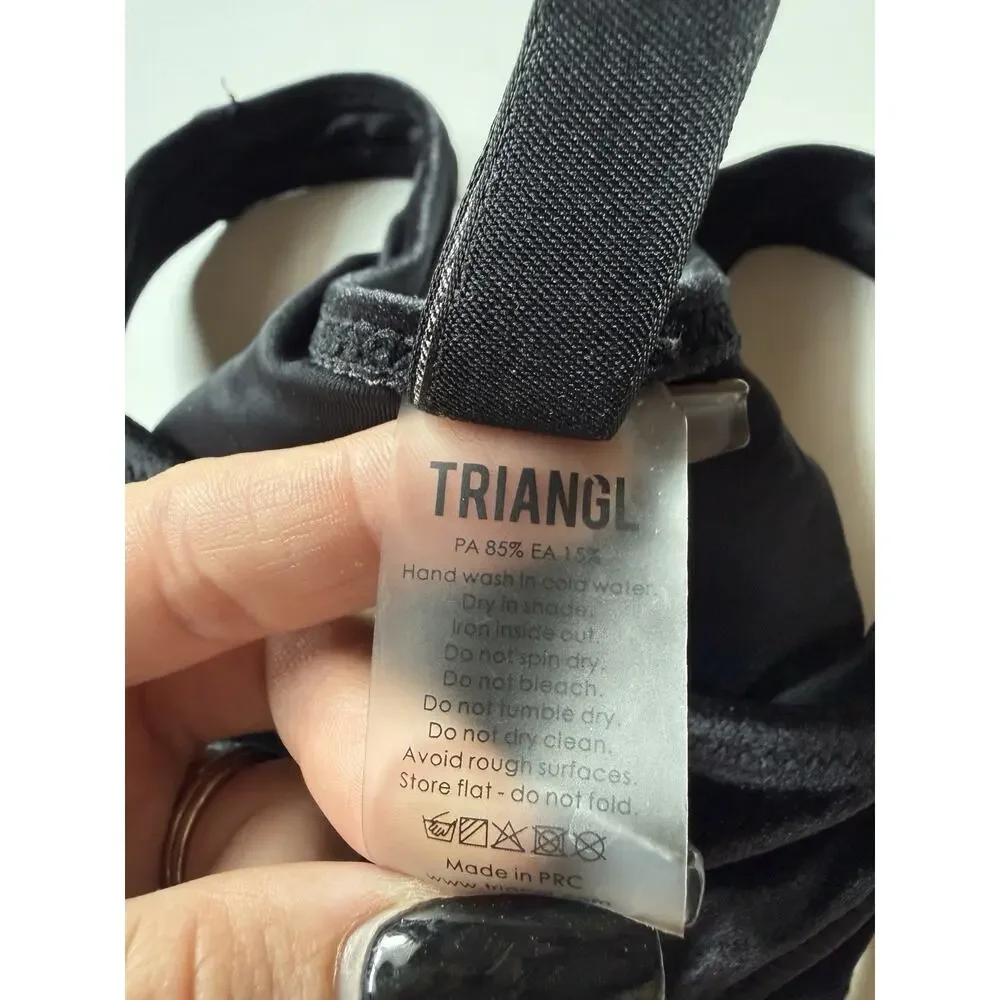 Triangl Black Velvet Bikini Bottoms Women’s Size M Swimwear High Cut